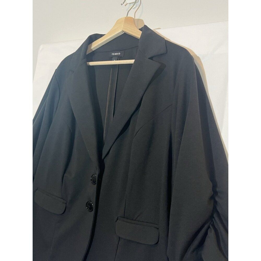 Torrid 3 Women Blazer Plus Size 3X Black 3/4 Ruched Sleeve Vintage Buttons - Picture 10 of 10